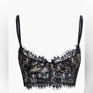 Commense Lace Bustier Double Hook Lace Crop Corset Top